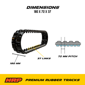 NRP Rubber Track 180x72x37 for Caterpillar Hitachi Daewoo IHI Kobelco Wacker Neuson Yanmar Komatsu Ditch Witch Kubota Takeuchi - 0