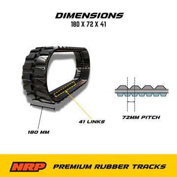 180x72x41 Rubber Track Fits Hitachi ZX10U-2, Vermeer S450TX + More | Mini Excavator, Mini Skid Steer Replacement Track | NRP - 0