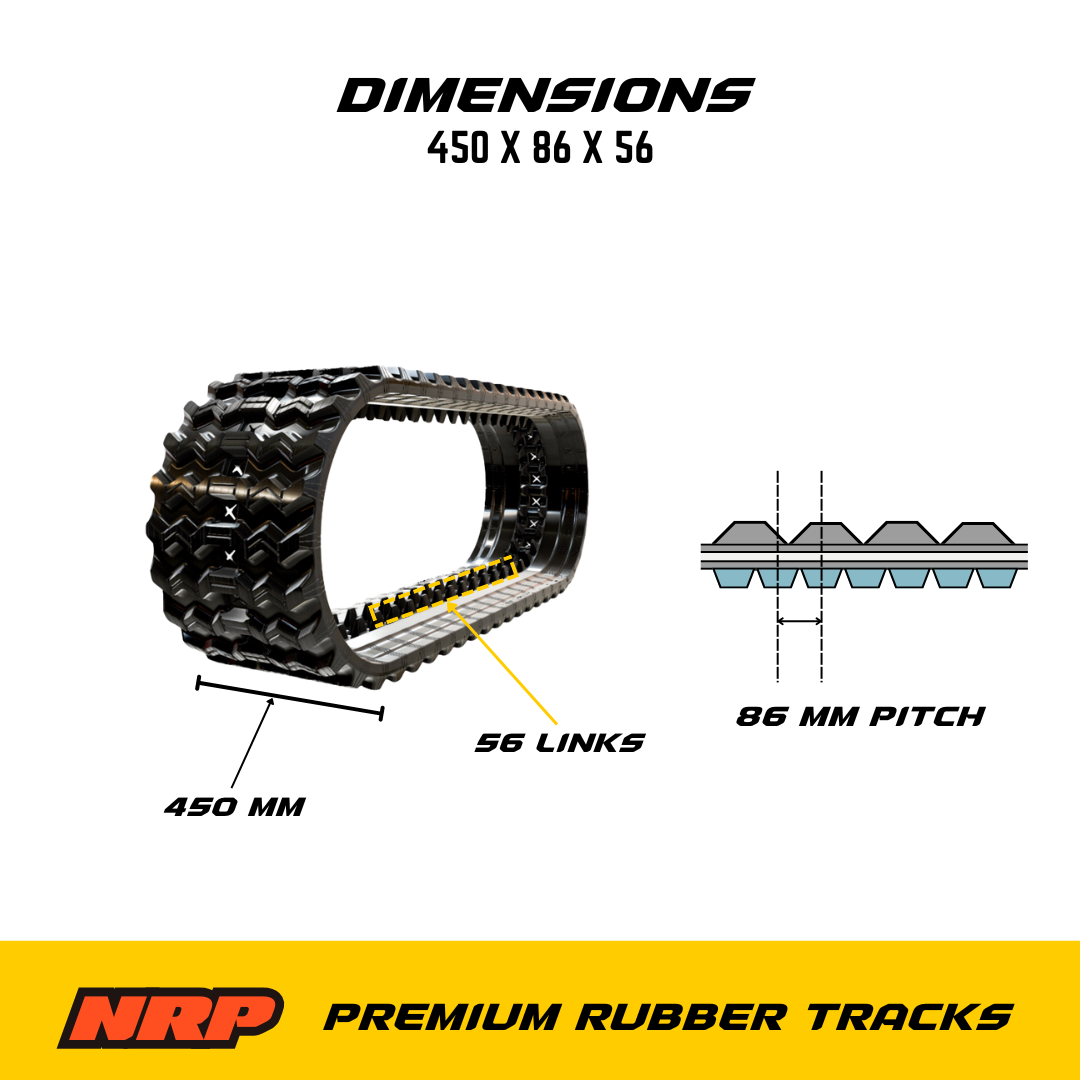 NRP Rubber Track 450x86Bx56ZZ 450x86x56 for Caterpillar Takeuchi Bobcat Gehl IHI John Deere JCB - 0