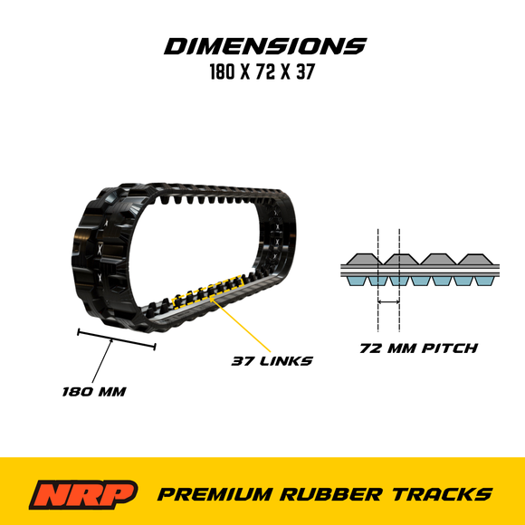 Rubber Track 180x72x37 (7”) Landhero LDH-BC380 LDH-HT380 LDH-T460
