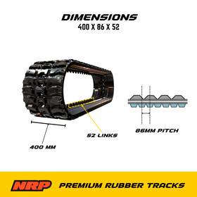 NRP Rubber Track 400x86Qx52 400x86x52 for Bobcat John Deere JCB Kubota Takeuchi Wacker Neuson - 0