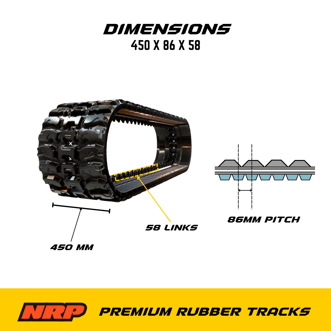 NRP Rubber Track 450x86Qx58 450x86x58 for Bobcat Gehl John Deere Mustang Kubota - 0