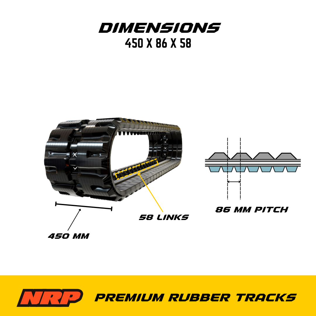 NRP Rubber Track 450x86Nx58 450x86x58 for Bobcat Gehl John Deere Kubota Mustang - 0