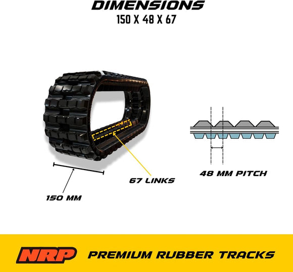 150x48x67 Rubber Track Fits Toro 22327 TX1000 TX1300 | Compact Utility Loader Replacement Track | NRP