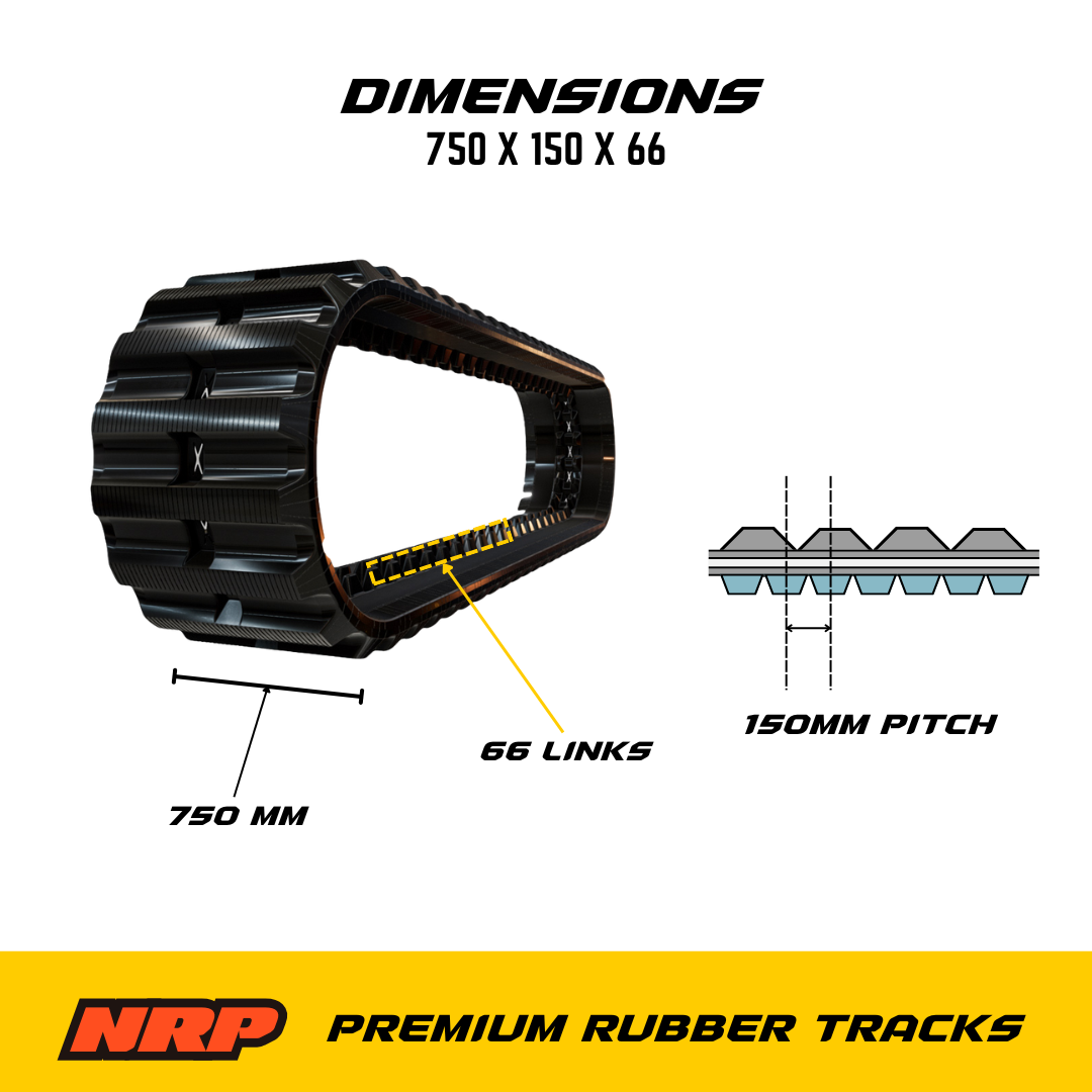 NRP Rubber Track 750x150x66 for IHI Morooka Track Carrier - 0