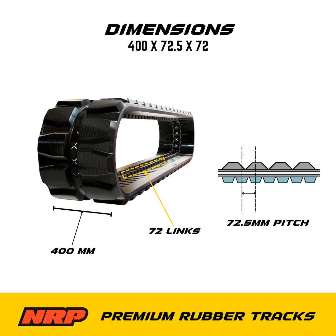 NRP Rubber Track 400x72.5Wx72 400x72.5x72 for Hitachi Airman Caterpillar New Holland Sumitomo Case Hitachi Kubota John Deere Ditch Witch - 0