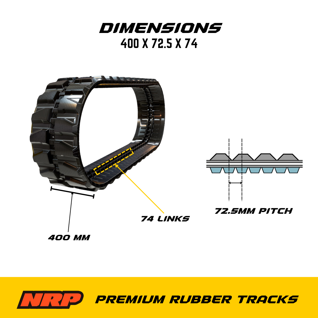 NRP Rubber Track 400x72.5Nx74 400x72.5x74 for John Deere Komatsu - 0