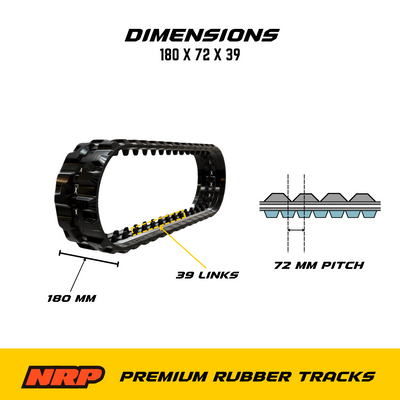 180x72x39 - 7" - Fits Bobcat 418, E08, E10, MT50, MT52, MT55 - Rubber Track - 0