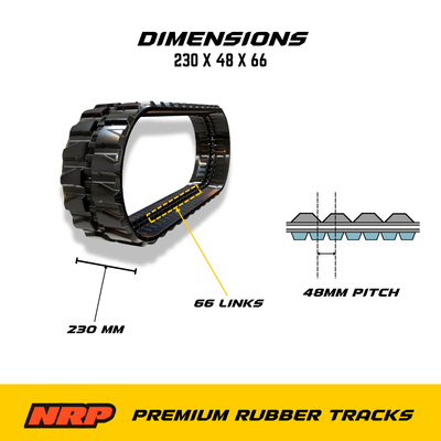 NRP Rubber Track 230x48x66 Fits Airman Bobcat Caterpillar JCB Mustang Volvo - 0