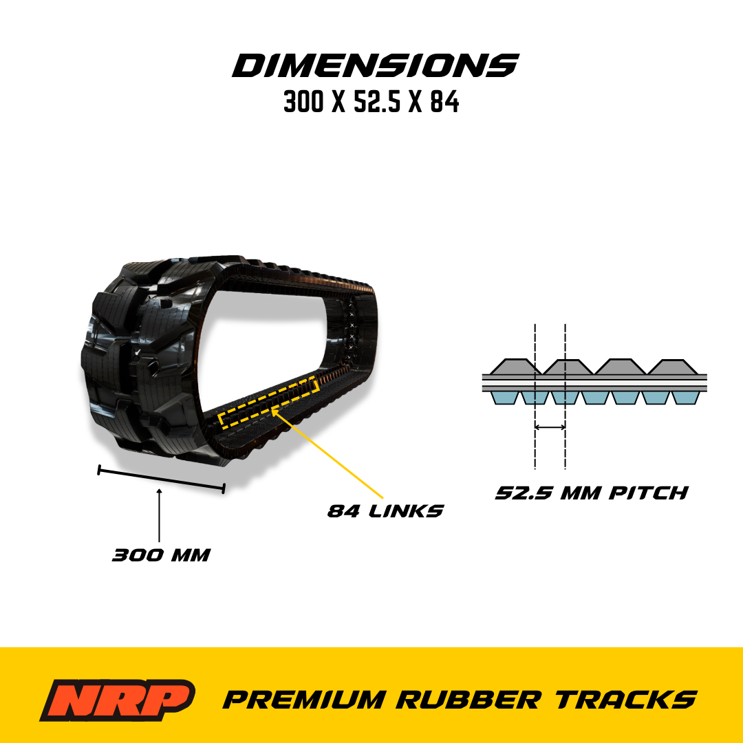 NRP Rubber Track 300x52.5Kx84 300x52.5x84 for Airman Bobcat Caterpillar Daewoo Hitachi Ditch Witch Gehl Hyundai Komatsu Kubota - 0