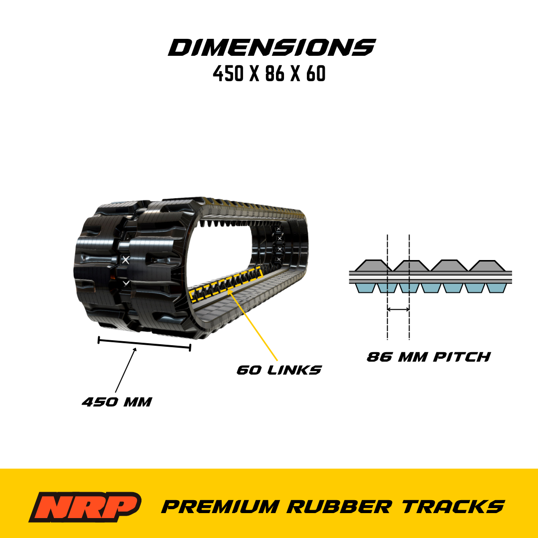 NRP Rubber Track 450x86Nx60 450x86x60 for Bobcat Caterpillar CAT Takeuchi John Deere - 0