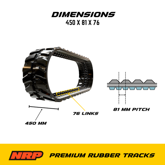 NRP Rubber Tracks 450x81Wx76 450x81x76 Made for Bobcat Daewoo New Holland Hitachi Takeuchi Volvo Kubota