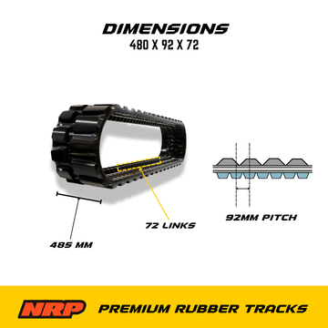 485x92x72 Rubber Track Fits Mustang 1000M | Replacement Rubber Track | NRP - 0