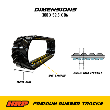 300x52.5x86 Rubber Track Fits John Deere 30G 35CZTS 35D 35G 35ZTS | Replacement Rubber Track | NRP - 0