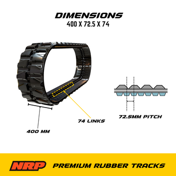 400x72.5x74 Rubber Track Fits Takeuchi TB045 TB145 TB153FR TB250 TB53FR TB245 | Replacement Rubber Track | NRP - 0
