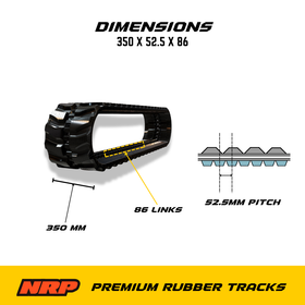NRP Rubber Track 350x52.5Wx86 350x52.5x86 Fits Takeuchi Case Fermec Massey Ferguson Hinowa IHI - 0